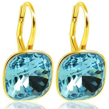 925 Ohrringe Marken Kristalle Blau Gold Aquamarin Silber vergoldet NOBEL SCHMUCK