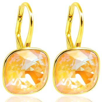 Ohrringe Orange Gold 925 Silber vergoldet Kristalle kurze Ohrhänger NOBEL SCHMUCK