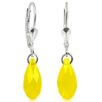 Ohrringe Ohrhänger 925 Silber Marken Kristalle Yellow Opal NOBEL SCHMUCK