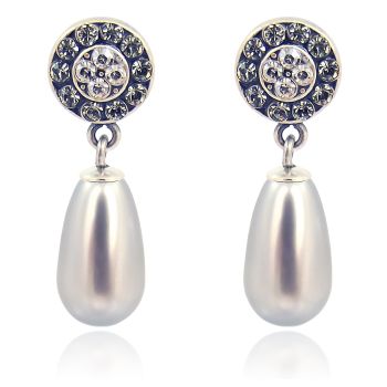 Ohrstecker Silber Perlen Tropfen Kristalle Vintage Ohrringe Silberschmuck NOBEL SCHMUCK