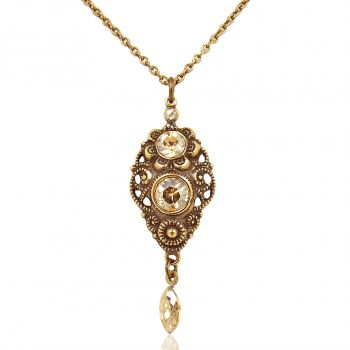 Jugendstil Kette mit Markenkristallen Gold Halskette antik Damen NOBEL SCHMUCK