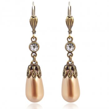 Vintage Perlen-Ohrringe Kristalle Gold Damen Ohrhänger NOBEL SCHMUCK