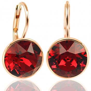 NOBEL SCHMUCK Ohrringe Rosegold Rot Kristalle 925 Sterling Silber Scarlet Red - schlicht modern