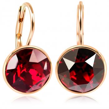 NOBEL SCHMUCK Ohrringe Rosegold Rot hochwertige Kristalle 925 Sterling Silber - schlicht modern