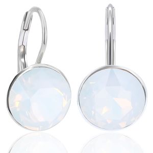 925 Silber-Ohrringe White Opal Kristalle 925 Sterling Silver Klappverschluß NOBEL SCHMUCK