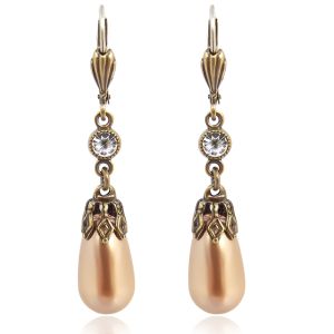 Vintage Perlen-Ohrringe Kristalle Gold Damen Ohrhänger NOBEL SCHMUCK