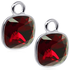 Charm Anhänger 2 Stück 925 Sterling Silber Rot für Creolen Markenkristalle NOBEL SCHMUCK® 