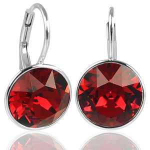 NOBEL SCHMUCK Silberohrringe Rot Markenkristalle 925 Silber - schlicht modern